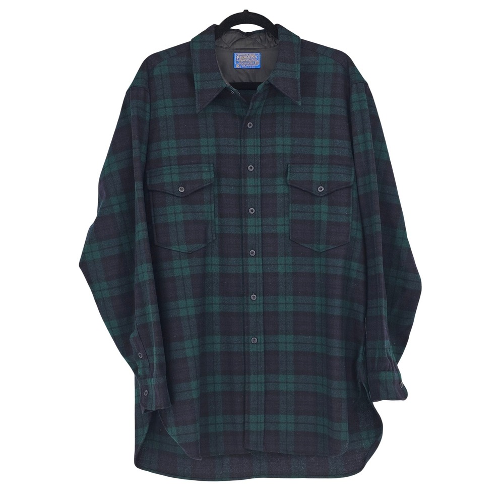 Vintage Pendleton Virgin Wool Plaid Shirt 17.5/ XL Black Watch Tartan 90s USA